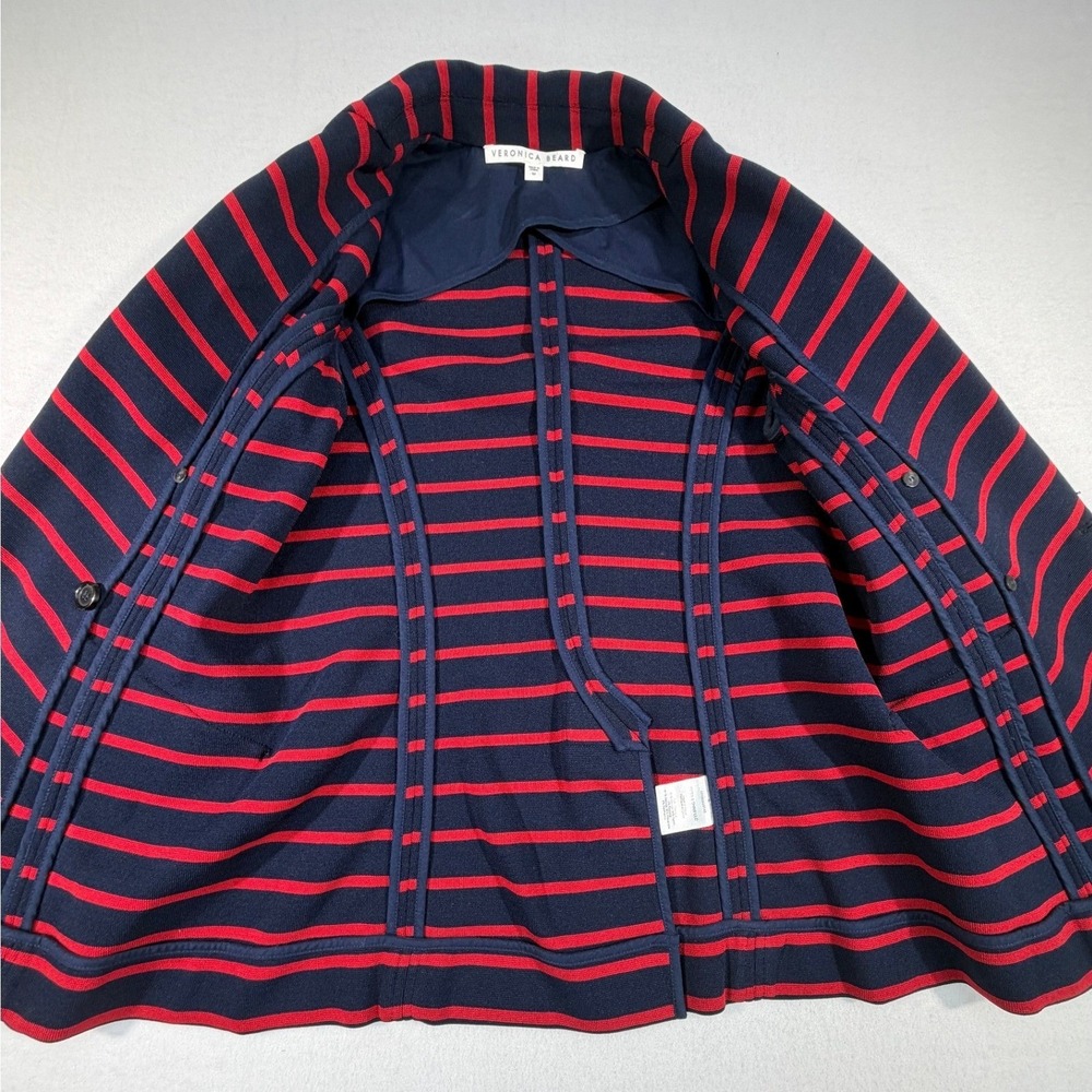 Veronica Beard Fontana Dickey Blazer Women's Medium Navy Red Striped Knit USA - Picture 9 of 16